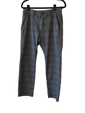 Banana Republic Kentfield Windowpane Plaid Pants 554432 Charcoal Gray Waist 31